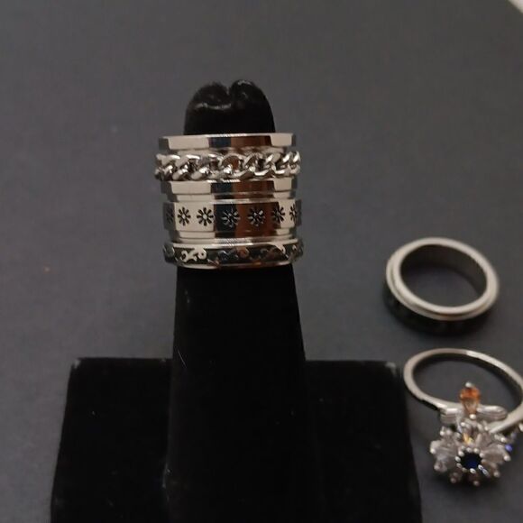 New FASACCO 9 Anxiety Fidget Ring Set Size 5 New - Picture 3 of 5